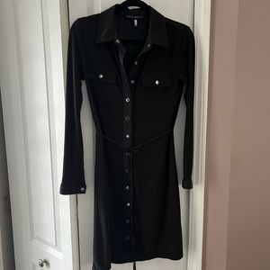 White House Black Market - black shirt dress with button/snap closure front